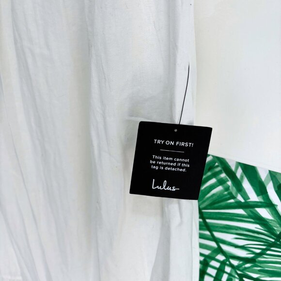 NWT Lulus Flirting in Florence White Striped Midi Dress with Tie Straps - Picture 13 of 14